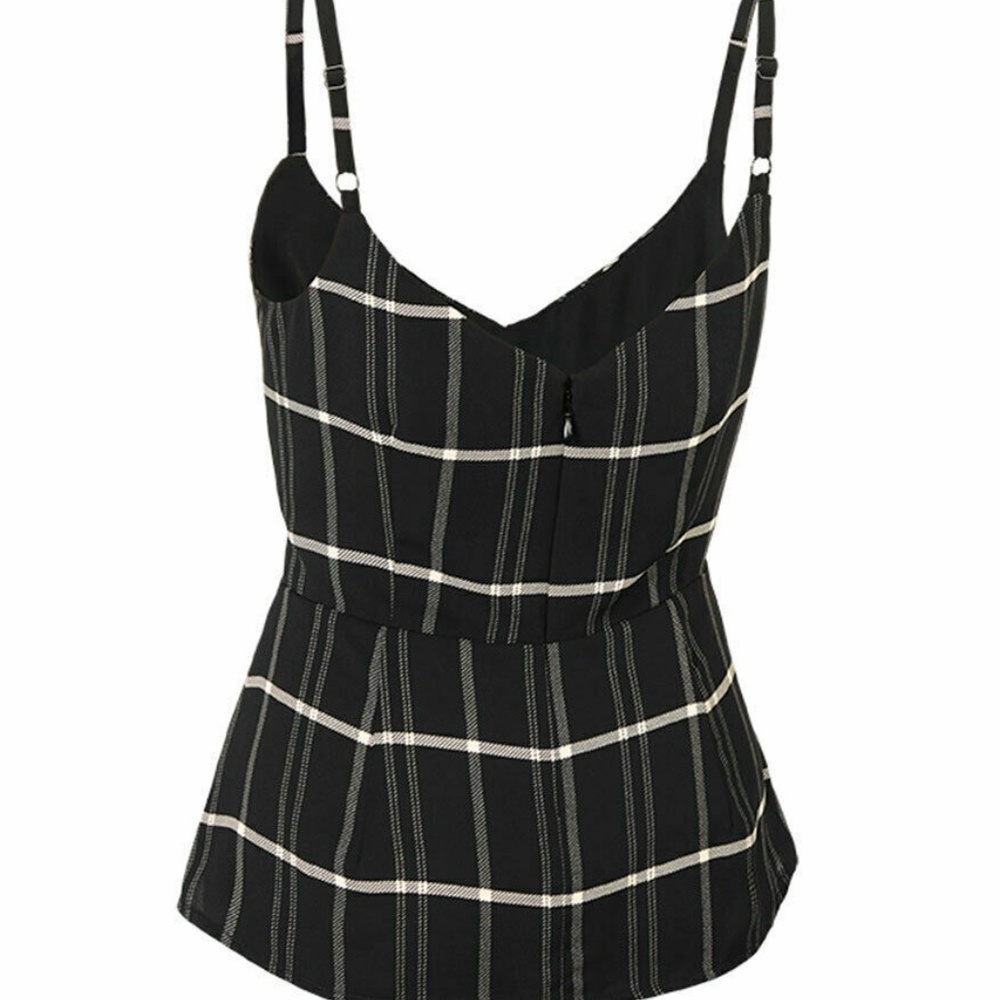 Cabi Check Crossover Cami Peplum Top - image 2